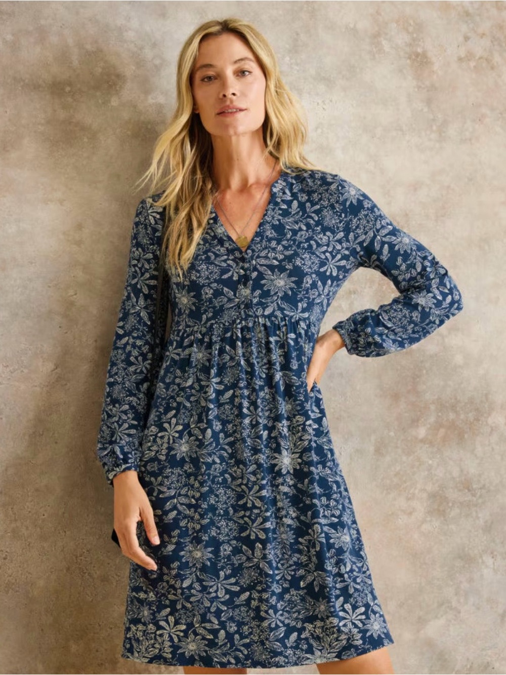 Garnet Hill Lena knit Navy Paisley Dress Size Medium